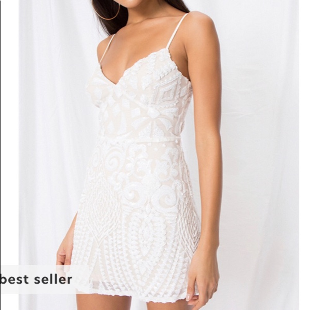 White Sequin Mini Dress